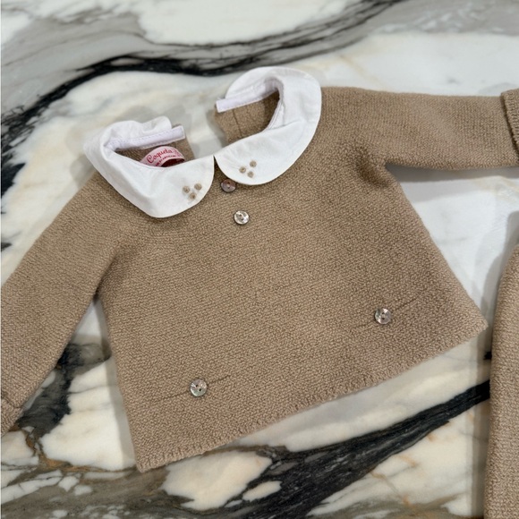 La Coqueta Camel Fonzo Morino Baby Knitted Set | Baby Girl 0-3 Mo - Picture 4 of 10